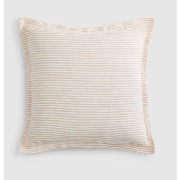 Quince European Linen Striped Euro Sham  Mist and White NWOT #84 - Picture 3 of 3